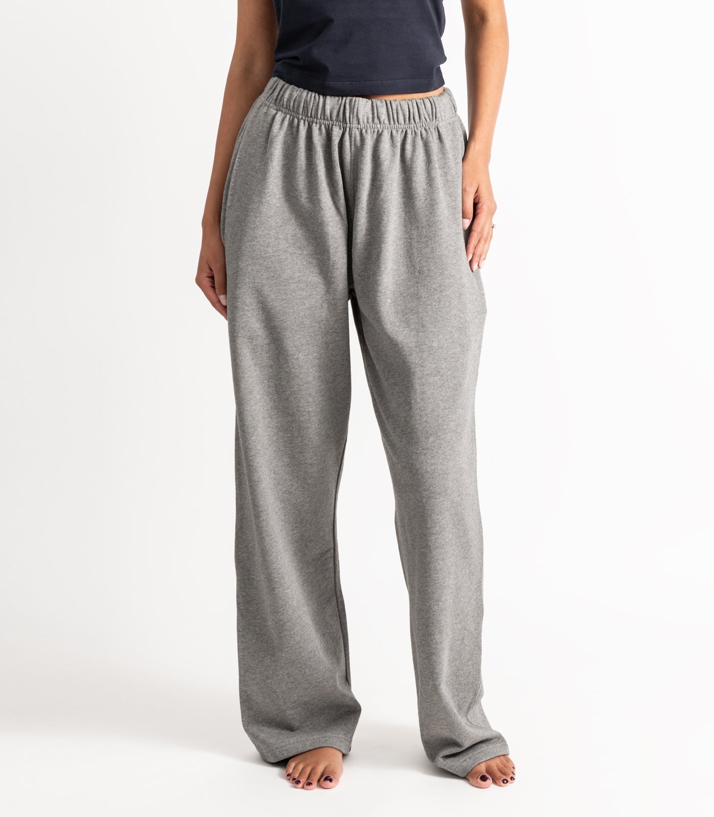 Bhumi Organic Cotton - Wide Leg Track Pant - New Arrival - Graphite Melange