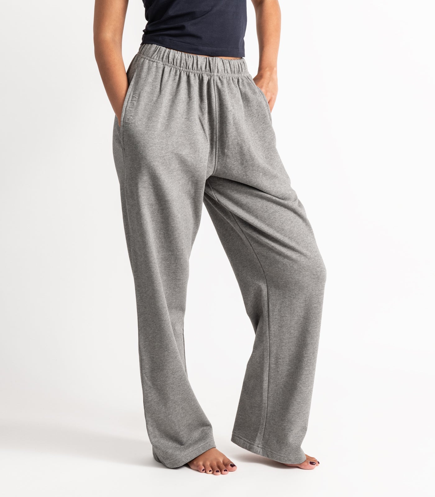 Bhumi Organic Cotton - Wide Leg Track Pant - New Arrival - Graphite Melange