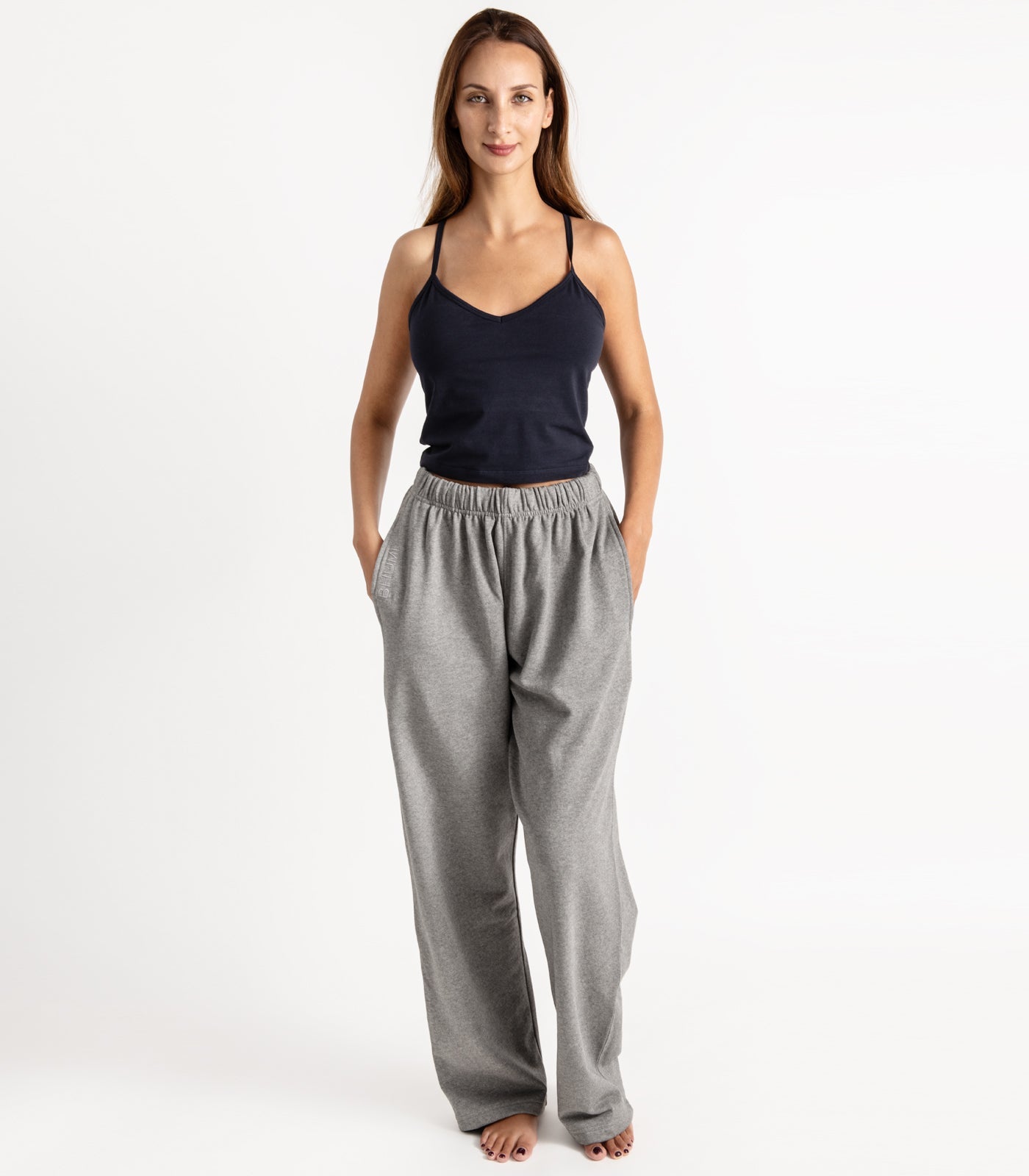 Bhumi Organic Cotton - Wide Leg Track Pant - New Arrival - Graphite Melange