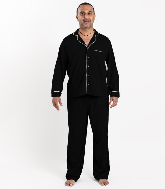 Bhumi Organic Cotton - Men's Jersey Long PJ Set - Black