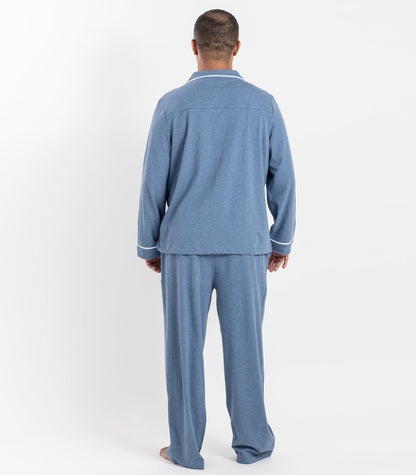 Bhumi Organic Cotton - Men's Jersey Long PJ Set - Ocean Blue Melange