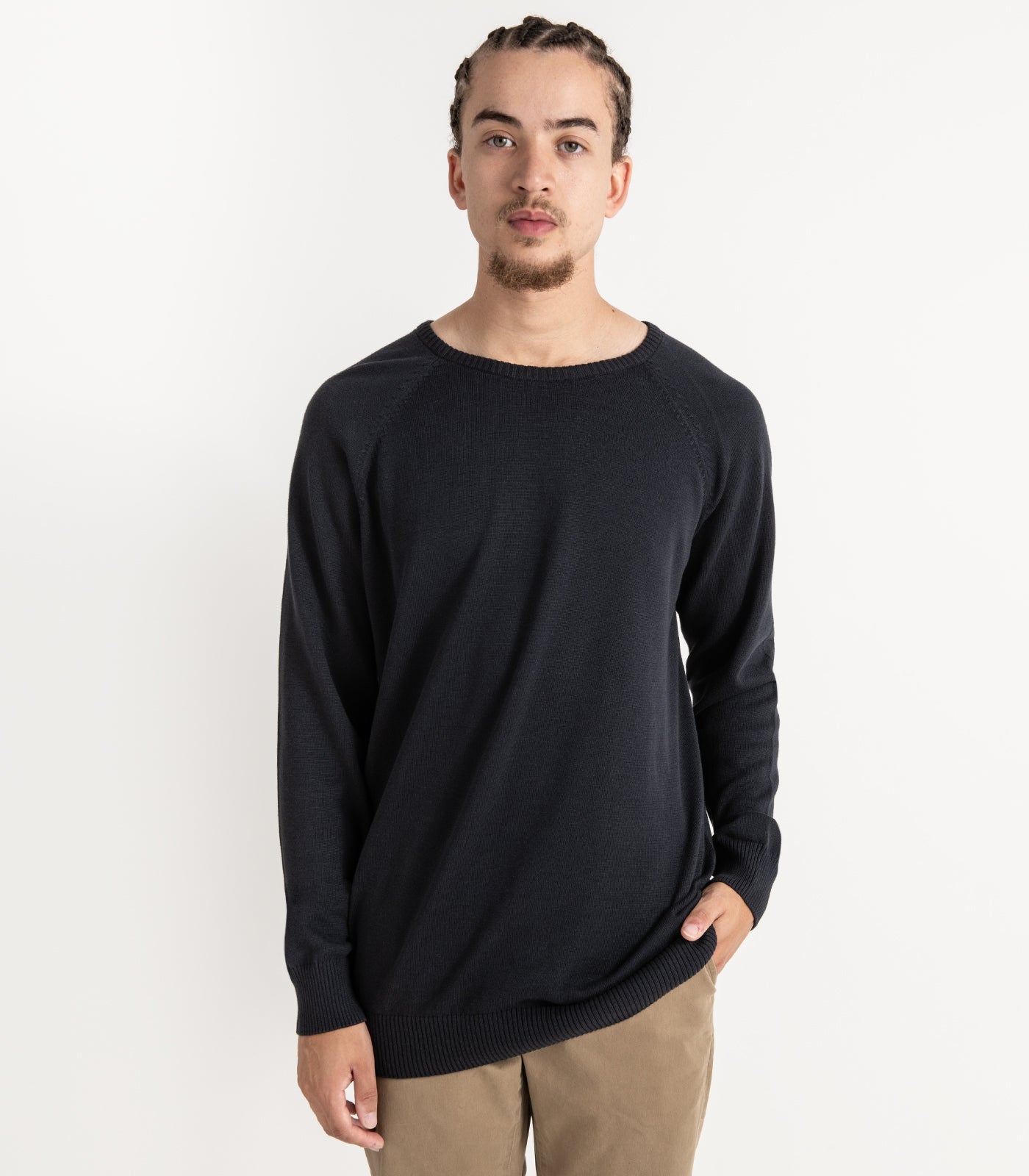 Bhumi Organic Cotton - Fine Knit Round Neck Sweater - Charcoal