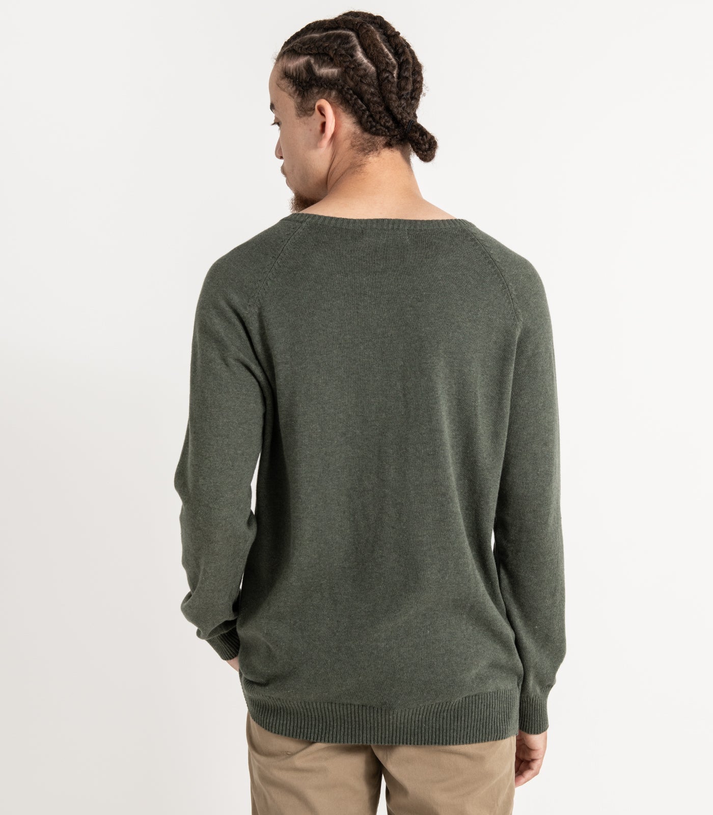 Bhumi Organic Cotton - Fine Knit Round Neck Sweater - Olive