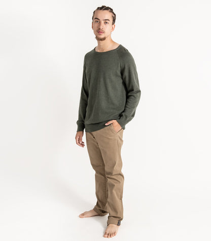 Bhumi Organic Cotton - Fine Knit Round Neck Sweater - Olive