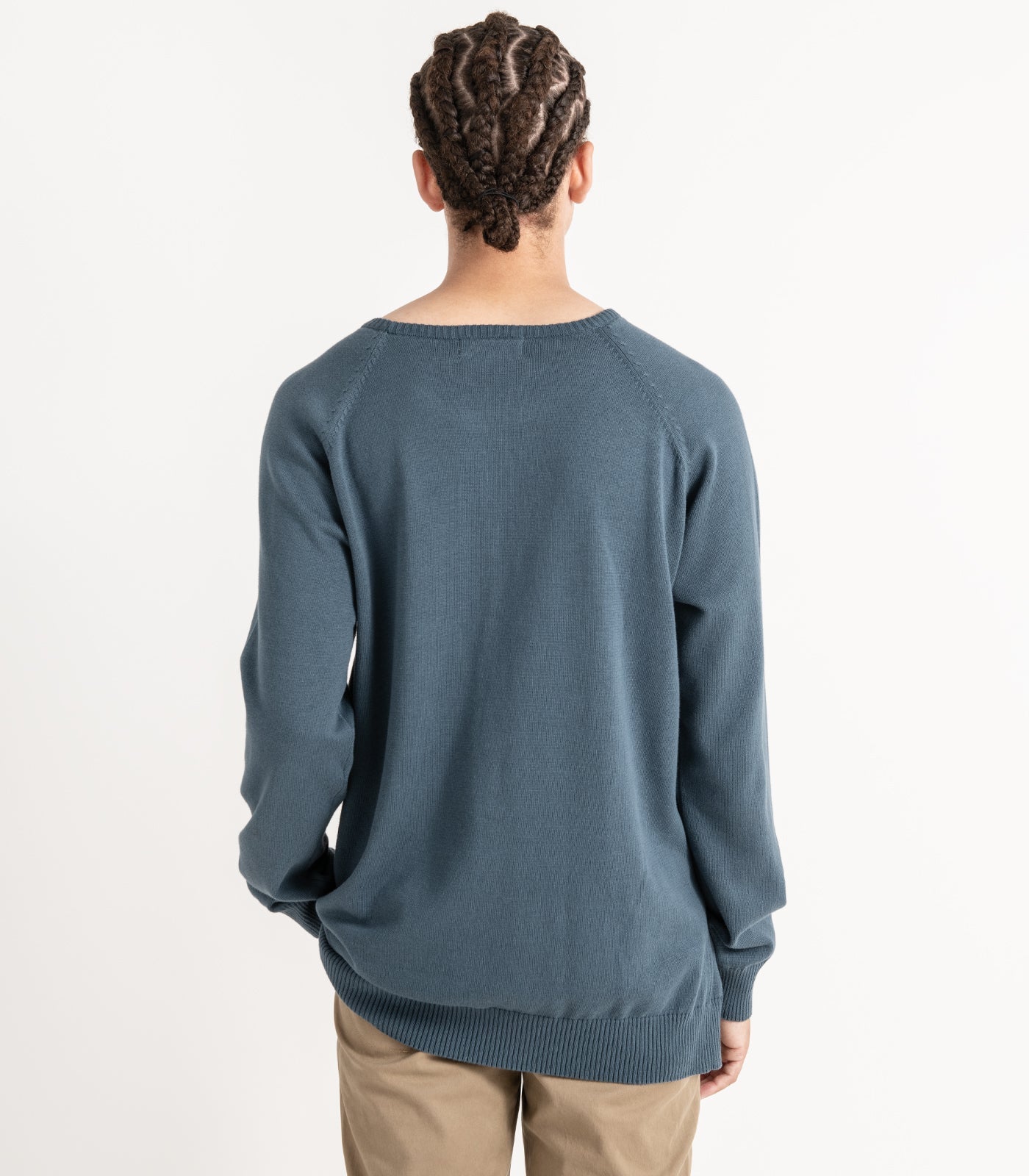 Bhumi Organic Cotton - Fine Knit Round Neck Sweater - Orion Blue
