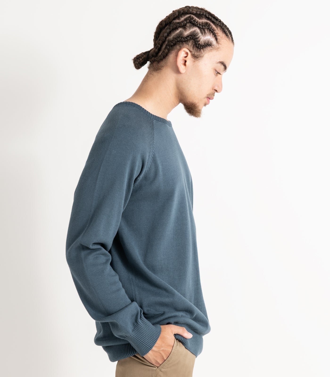 Bhumi Organic Cotton - Fine Knit Round Neck Sweater - Orion Blue