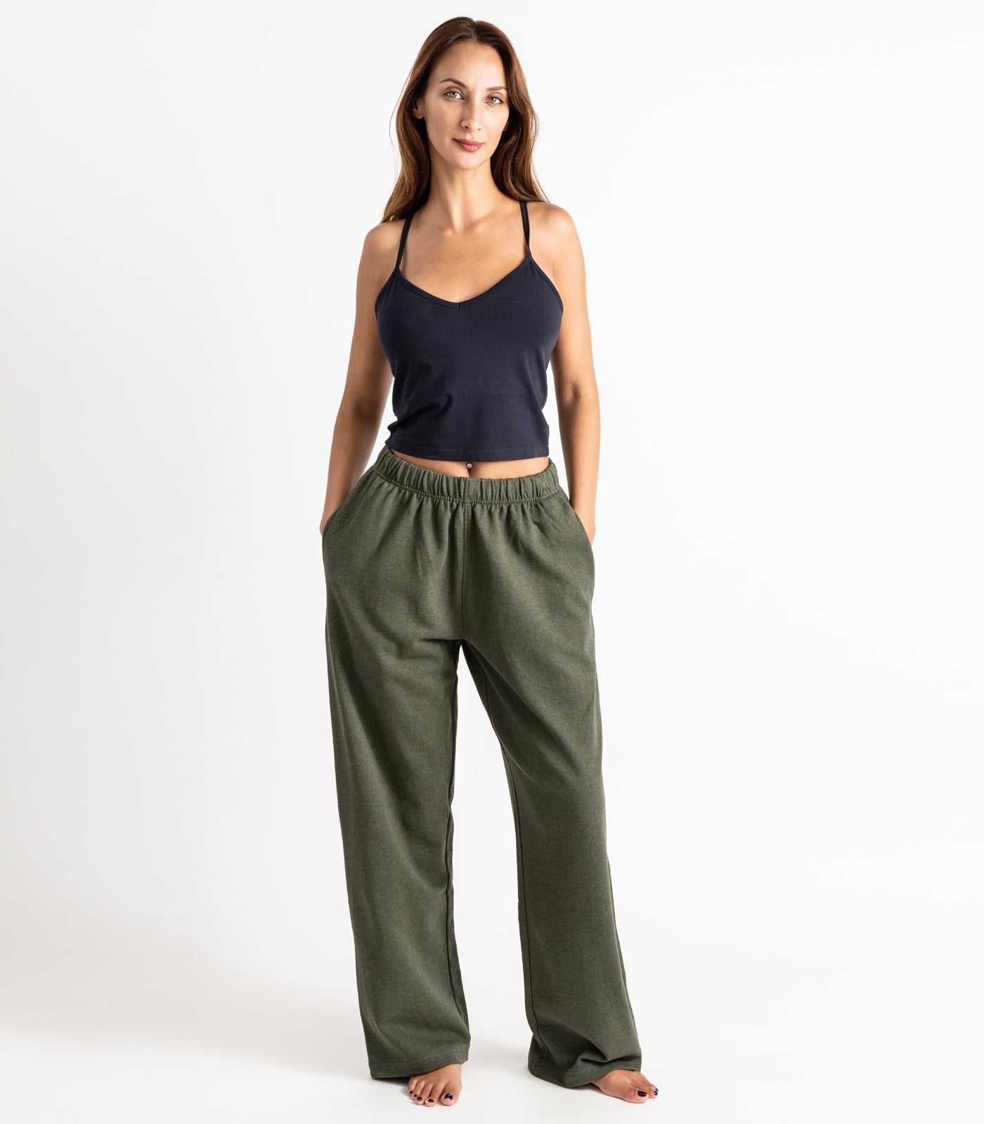 Bhumi Organic Cotton - Wide Leg Track Pant - New Arrival - Green Melange