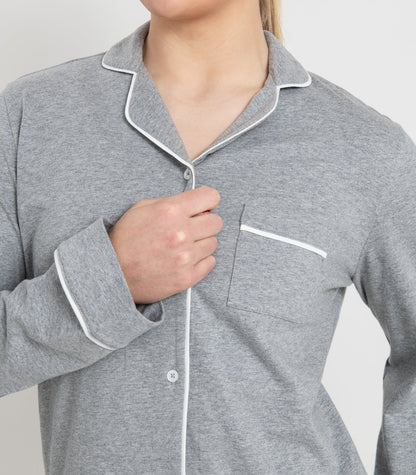 Bhumi Organic Cotton - Jersey Long PJ Set - Grey Melange