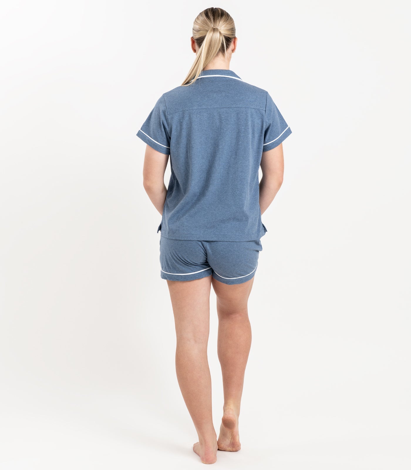 Bhumi Organic Cotton - Jersey Short PJ Set - Ocean Blue Melange