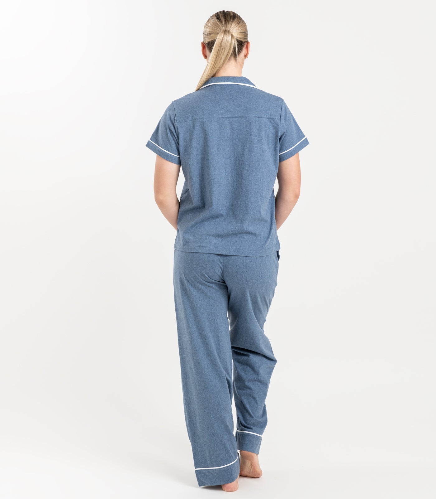 Bhumi Organic Cotton - Jersey Short Sleeve PJ Set - Ocean Blue Melange