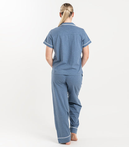 Bhumi Organic Cotton - Jersey Short Sleeve PJ Set - Ocean Blue Melange