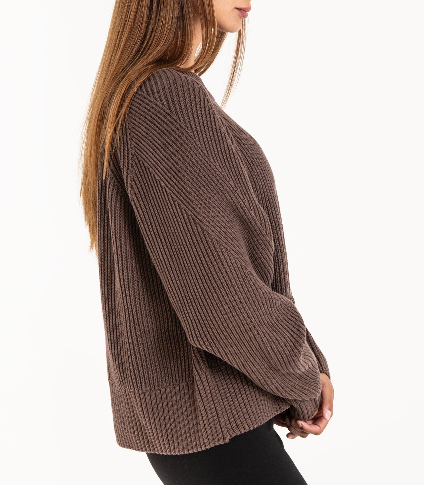 Bhumi Organic Cotton - Rib Knit Jumper - Chocolate