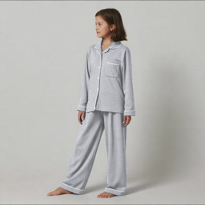 Kids Jersey Long PJ Set - Grey Melange